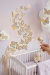 Pasta ve Balon Zinciri Süsü Makaron Renkli Kelebek 63 Parça 4-6 Cm Gold Yaldızlı Sert Karton Parti