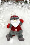 Peluş Noel Baba Yılbaşı Ağacı Asmalık 18 Cm Süs Kırmızı Gri Kıyafetli Üst Kalite Ağaç Çam Süsü