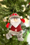 Peluş Noel Baba Yılbaşı Ağacı Asmalık 18 Cm Süs Kırmızı Gri Kıyafetli Üst Kalite Ağaç Çam Süsü