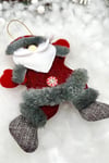 Peluş Noel Baba Yılbaşı Ağacı Asmalık 18 Cm Süs Kırmızı Gri Kıyafetli Üst Kalite Ağaç Çam Süsü