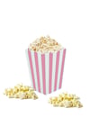Pembe Çizgili Beyaz Mısır Kutusu 8li Karton Cips Kutusu 8 Adet Pop Corn Darı Kabı