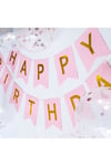 Pembe Gold Yaldızlı Happy Birthday Banner Doğum Günü Yazısı Ve 5 Adet Gold Konfetili Şeffaf Balon