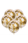 Pembe Gold Yaldızlı Happy Birthday Banner Doğum Günü Yazısı Ve 5 Adet Gold Konfetili Şeffaf Balon
