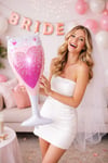Pembe Kalp Baskılı Bardak Folyo Balon 80x30 Cm Bride To Be Süsleri Bekarlığa Veda Partisi Konsepti