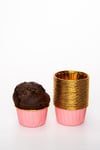 Pembe Parlak Karton 25li Kek Kalıbı Kenarı Gold Kaplama Fırında Dağılmayan 6.5x4 Cm Muffin Cupcake