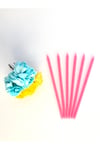 Pembe Renkli 14 Cm Simli Göz Alıcı Ince Kibar Işıl Işıl 6 Lı Doğum Günü Parti Pasta Kek Mumu