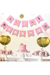 Pembe Üstüne Gold Altın Sarısı Yaldızlı Iyiki Doğdun Yazılı Doğum Günü Partisi Karton Yazı Banner