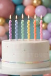 Pıtırcıklı Makaron Renkli Mum 6 Adet 9 Cm Doğum Günü Pasta Mumu Boncuk Pastel Soft Renk Parti Süsü