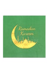 Ramadan Kareem Yeşil Gold Yaldızlı Peçete 16 Adet 16x16 Cm Altın Varaklı Ramazan Bayramı Dini Süsü