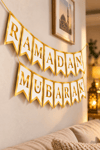 Ramadan Mubarak Banner Yaldızlı Harf Duvar Süsü İpli Asma Dekor İftar Bayram Ev Süslemesi  Gold