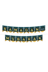 Ramadan Mubarak Yazılı Banner Siyah Gold Renkli 200x17 Cm Altın Renginde Dini Ramazan Bayramı Süs Gb