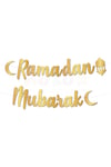 Ramadan Mubarak Yazısı Kaligrafi Banner Gold Renkli 200x20 Cm Ramazan Bayramı Altın Renginde Süs Gb