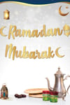 Ramadan Mubarak Yazısı Kaligrafi Banner Gold Renkli 200x20 Cm Ramazan Bayramı Altın Renginde Süs Gb
