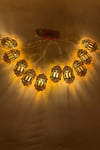 Ramazan Feneri Gold Metal Led Işık Süsü 2 Metre 10 Ledli Günışığı Sarı Pilli Dekoratif Fonksiyonlu