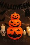Rengarenk Işıklı 3lü Balkabağı Halloween Partisi Cadılar Bayramı Süsü 22 Cm Pilli Dekor Ürünü Kabak
