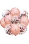 Rose Gold Konfetili Şeffaf Ve Rose Gold Metalik Balon Seti 20 Adet 30 Cm Içi Gözüken Pullu Balon