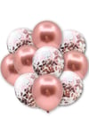 Rose Gold Konfetili Şeffaf Ve Rose Gold Krom Balon Seti 20 Adet 30 Cm Içi Gözüken Pullu Balon Pulu