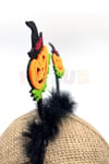 Şapkalı Balkabağı Taç Halloween Partisi Cadılar Bayramı Tacı Unisex Keçe 18x22 Cm Eğlence Süsü