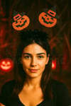 Şapkalı Balkabağı Taç Turuncu Renk Simli Eva Halloween Partisi Cadılar Bayramı Tacı
