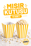 Sarı Çizgili Beyaz Mısır Kutusu 8li Karton Cips Kutusu 8 Adet Pop Corn Darı Kabı