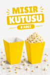 Sarı Mısır Kutusu 8li Karton Cips Kutusu Düz Renkli 8 Adet Pop Corn Darı Kabı