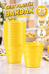 Sarı Renk 25 Li Plastik Bardak 180 Cc 7 Oz Sert Doğum Günü Partisi Meşrubat Bardağı