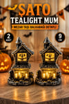 Şato Tealight Mezar Taşı Balkabağı Detaylı Sarı Işıklı Pilli Mum Halloween Cadılar Bayramı 2 Adet