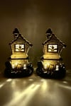 Şato Tealight Mezar Taşı Balkabağı Detaylı Sarı Işıklı Pilli Mum Halloween Cadılar Bayramı 2 Adet