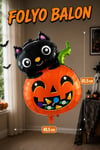 Sevimli Kedi Kabak Folyo Balon 49,5x65,5 Cm Halloween Partisi Cadılar Bayramı Balon