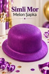 Simli Melon Mor Şapka İnce Plastik Parti Eğlence Doğum Günü Kostüm Aksesuarı Yetişkin Gösteri