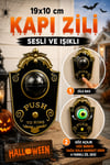 Siyah Gold Oynar Gözlü Kapı Zili 4 Farklı Zil Sesi Asma Aparatlı 18x11 Cm Halloween Cadılar Bayramı