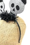 Siyah Gümüş Kuru Kafalı Taç Siyah Sim Detaylı Simli Halloween Partisi Cadılar Bayramı Tacı Unisex