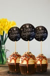 Siyah Gümüş Varaklı Kürdan Dekoratif 20 Adet 9x4 Cm Kral Tacı Yıldız Detaylı Muffin Cupcake Kürdanı