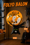 Siyah Halloween Ağacı Folyo Balon 81x98 Cm Cadılar Bayramı Partisi Dekoratif Balon