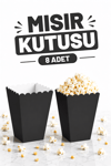 Siyah Mısır Kutusu 8li Karton Cips Kutusu Düz Renkli 8 Adet Pop Corn Darı Kabı
