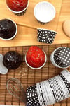 Siyah Puantiyeli 50li Kek Kalıbı Fırında Dağılmayan Puanlı 6.5x4 Cm Sert Karton Muffin Cupcake