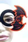 Siyah Turuncu Yarasa Gözlük Halloween Partisi Cadılar Bayramı Gözlüğü Unisex Beyaz Taşlı Simli Süs