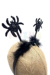 Siyah Tüylü Örümcek Taç Halloween Partisi Cadılar Bayramı Tacı Unisex Parlak 18x22 Cm Eğlence Süsü