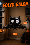 Siyah Yarasa Folyo Balon 60x72 Cm Halloween Partisi Cadılar Bayramı Dekoratif Balon Helyuma Uyumlu