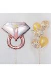 Tektaş Yüzük Rose Gold Renkli Elmas Folyo Balon Bekarlığa Veda Partisi Bride To Be Evlilik 66x60 Cm