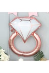 Tektaş Yüzük Rose Gold Renkli Elmas Folyo Balon Bekarlığa Veda Partisi Bride To Be Evlilik 80x58 Cm