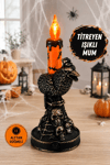 Titreyen Işıklı Mum Kuzgun Kuru Kafa Figürlü Halloween Cadılar Bayramı Masa Parti Dekorasyon Süsü