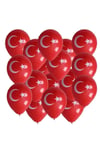 Türk Bayrağı Baskılı Ay Yıldız Kırmızı Beyaz Balon 12 Inç 30 Cm Milli Bayram Süsü 10 Adet