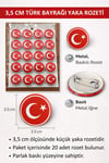 Türk Bayraklı 20li Metal Göğüs Yaka Rozeti 3.5x3.5 Cm Kancalı Iğneli 23 Nisan 29 Ekim Milli Bayram