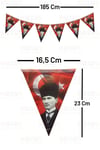 Türk Bayraklı Ve Atatürklü 2li Flama Seti Üçgen Bayrak 180 Cm Milli Bayram Süsü 23 Nisan 29 Ekim