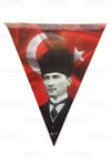Türk Bayraklı Ve Atatürklü 2li Flama Seti Üçgen Bayrak 180 Cm Milli Bayram Süsü 23 Nisan 29 Ekim
