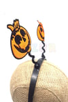 Turuncu Siyah Balkabağı Taç Halloween Partisi Cadılar Bayramı Tacı Unisex Simli 18x22 cm