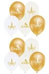 Unicorn Baskılı Balon 10 Adet Metalik Gold Pastel Beyaz Ve Şeffaf Balon 30 Cm Boynuzlu At Doğum Günü