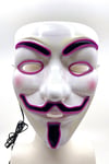 V For Vendatta Maske 3 Fonksiyonlu Mor Neon Işıklı Halloween Partisi Cadılar Bayramı Unisex Lüks