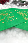 Yaldızlı Yılbaşı Peçete Happy New Year Parlak Baskılı Yıldız Detaylı Yeşil Renkli 16 Adet 16x16 Cm
